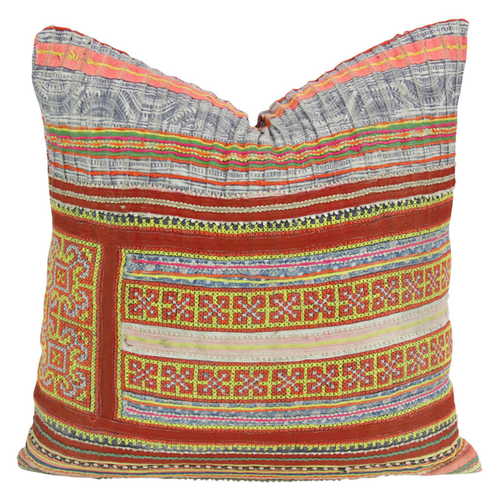 Bold Square Hmong Hill Tribe Pillow