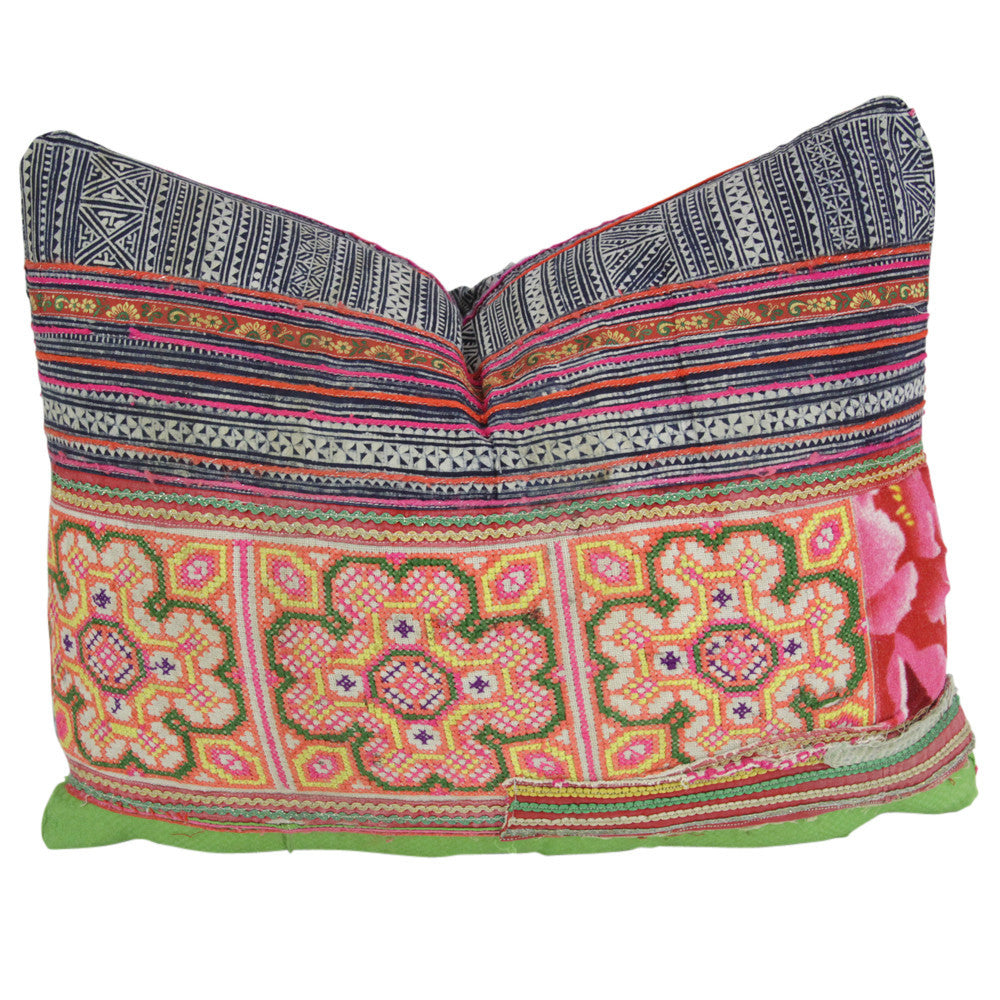 Floral Hmong Hill Tribe Pillow