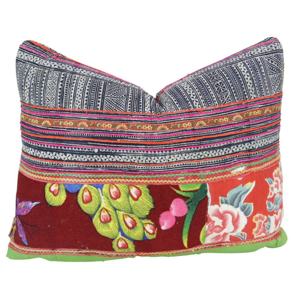 Floral Hmong Hill Tribe Pillow