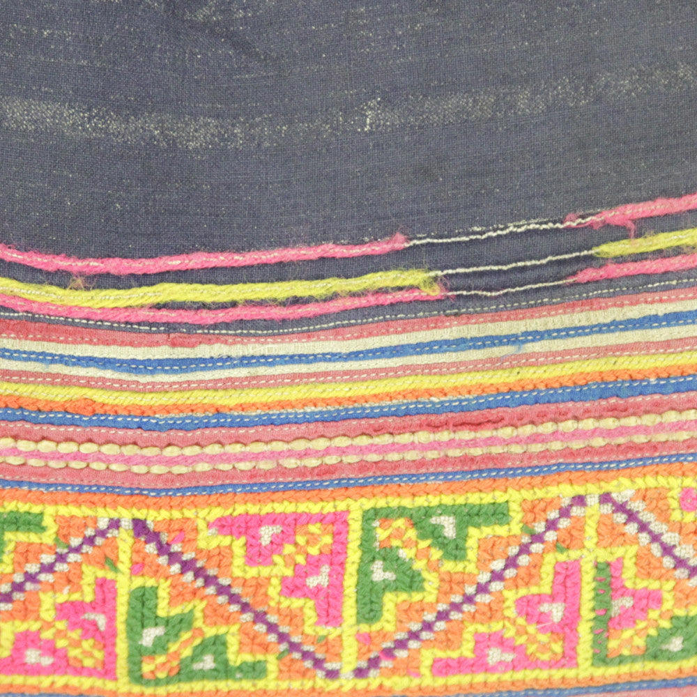 Navy Lumbar Hmong Hill Tribe Pillow