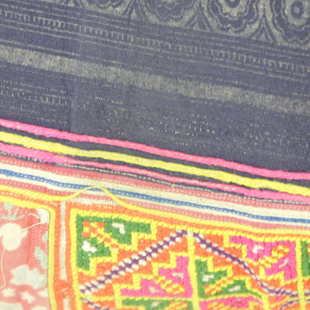 Navy Lumbar Hmong Hill Tribe Pillow