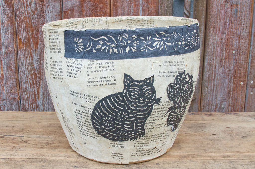 Cats Paper Mache Applique Basket