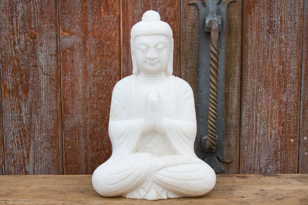 Burmese White Marble Seated Buddha