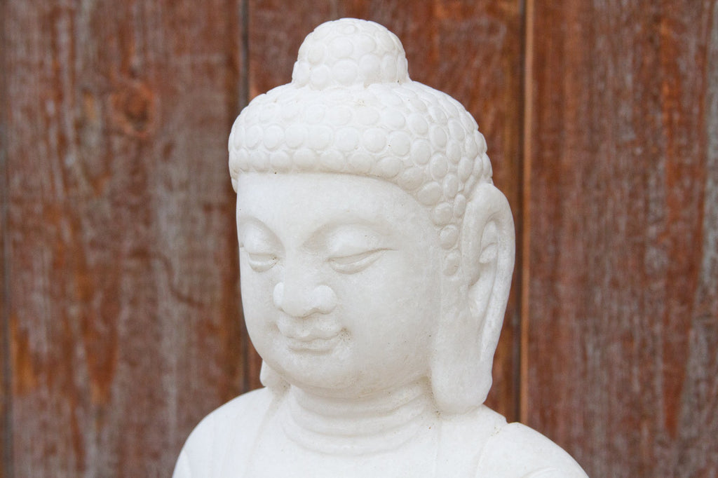 Burmese White Marble Seated Buddha