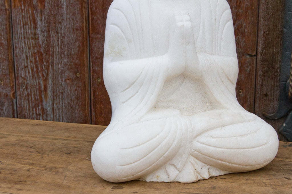Burmese White Marble Seated Buddha