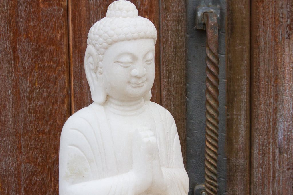 Burmese White Marble Seated Buddha