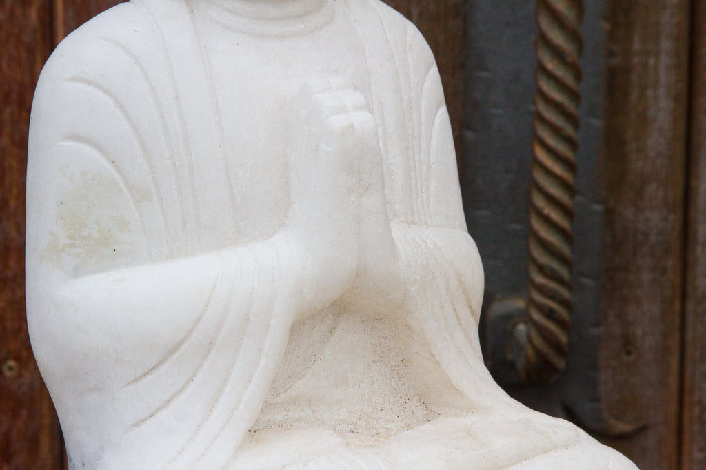 Burmese White Marble Seated Buddha