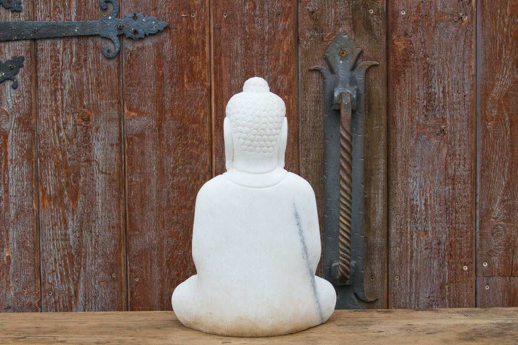 Burmese White Marble Seated Buddha