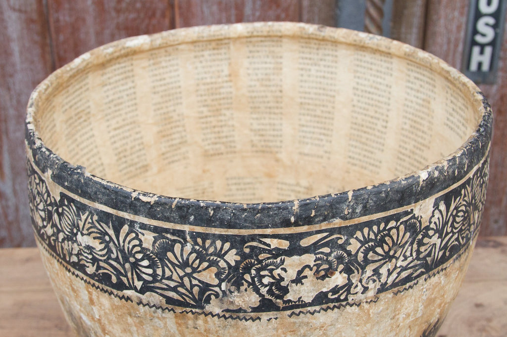 Country Deers Paper Mache Applique Basket