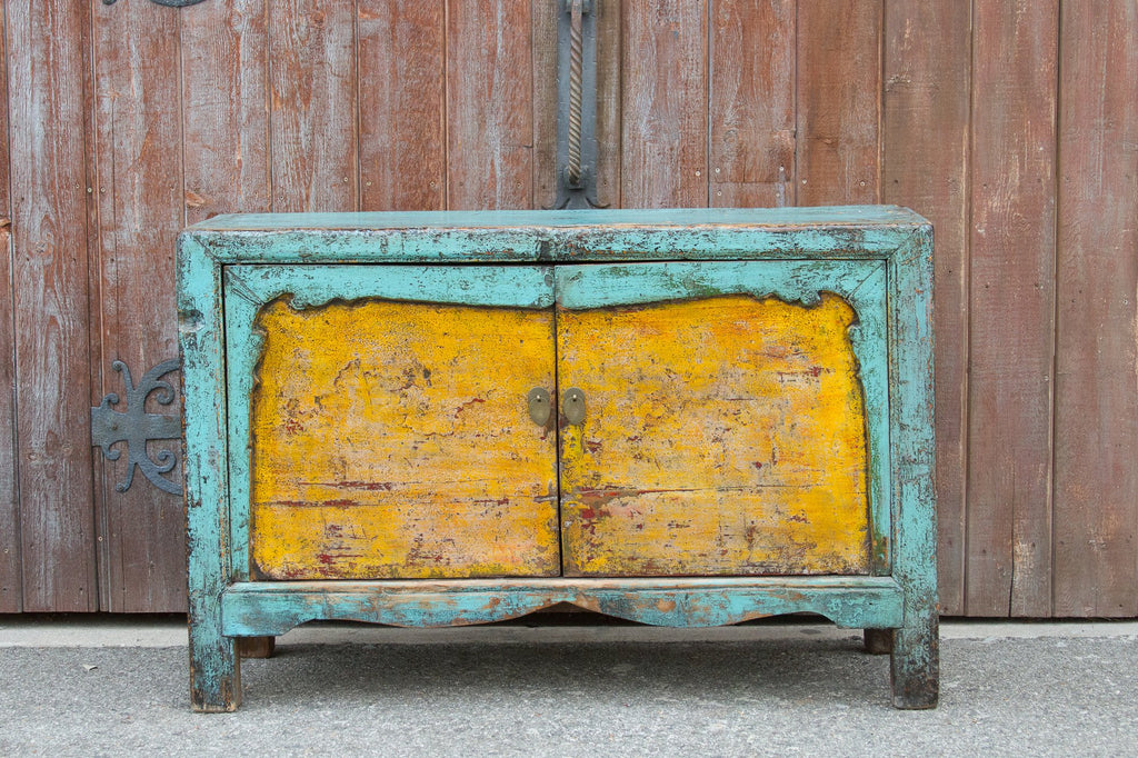 Vintage Painted Asian Buffet Cabinet
