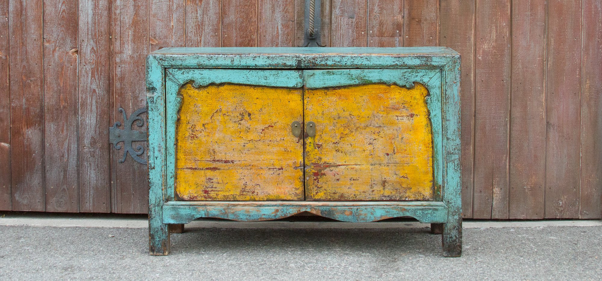 Vintage Painted Asian Buffet Cabinet