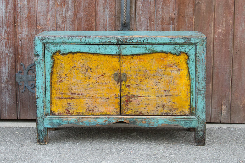Vintage Painted Asian Buffet Cabinet
