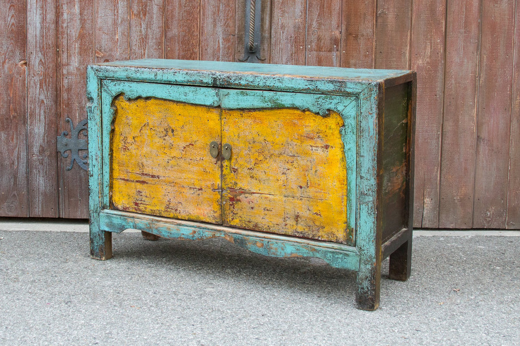 Vintage Painted Asian Buffet Cabinet