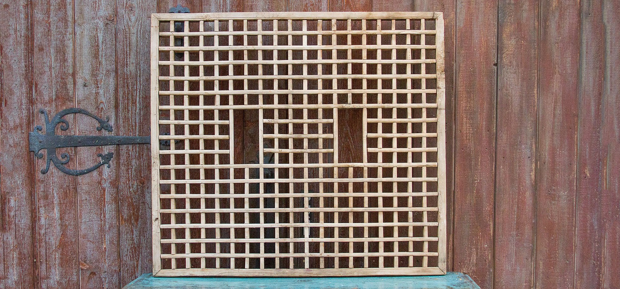 Exceptional Antique Open Lattice Window Panel