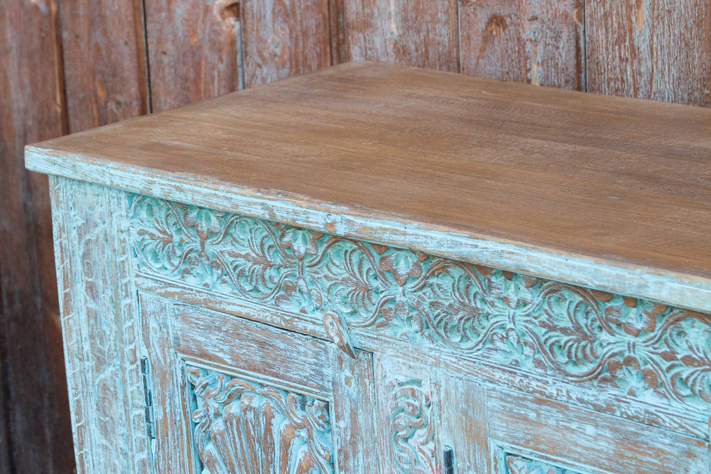 Azure Carved Sunburst Sideboard