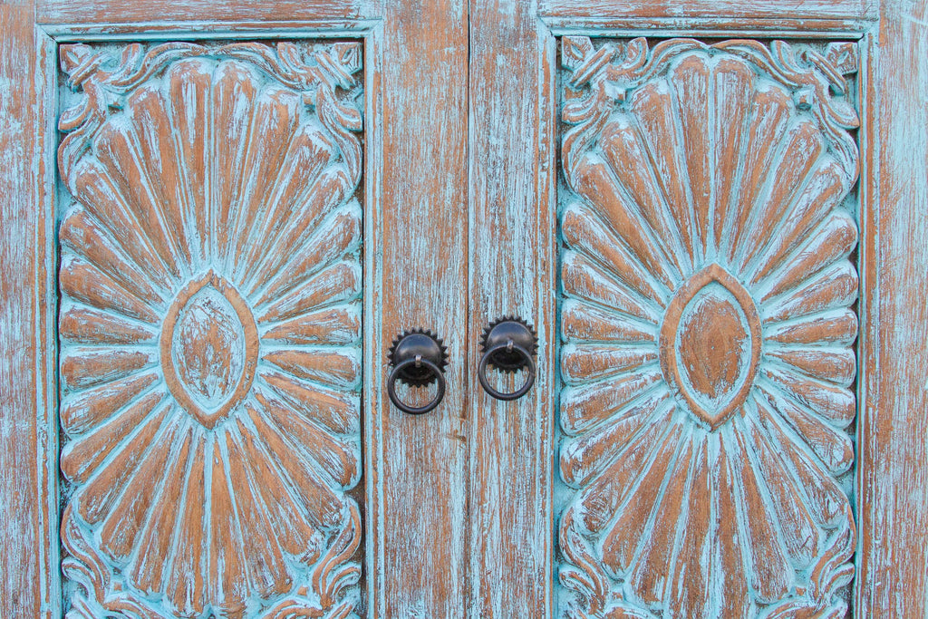 Azure Carved Sunburst Sideboard