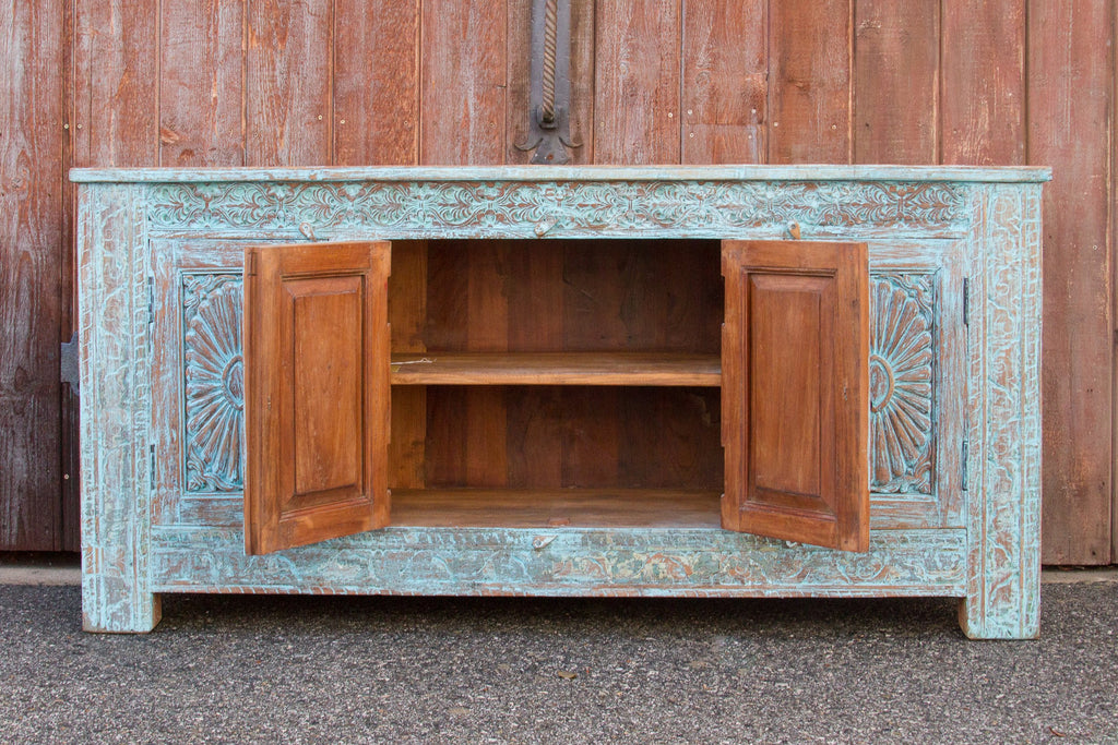 Azure Carved Sunburst Sideboard