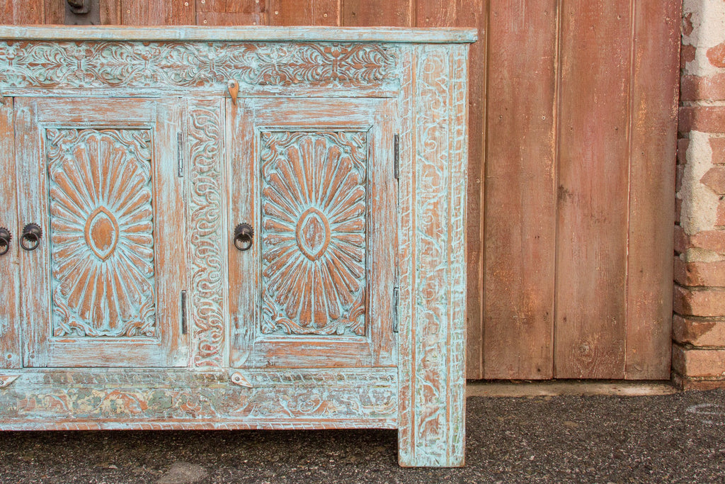 Azure Carved Sunburst Sideboard