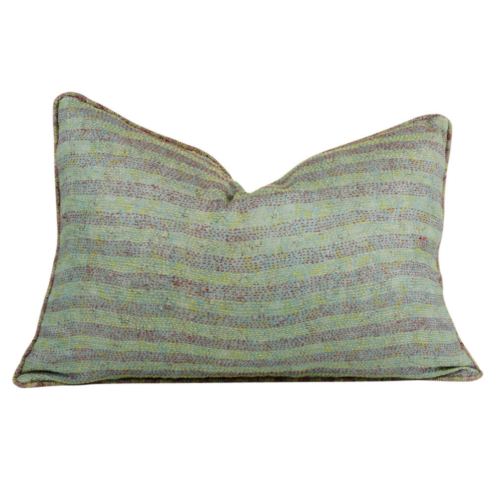 Multicolor Silk Kantha Pillow