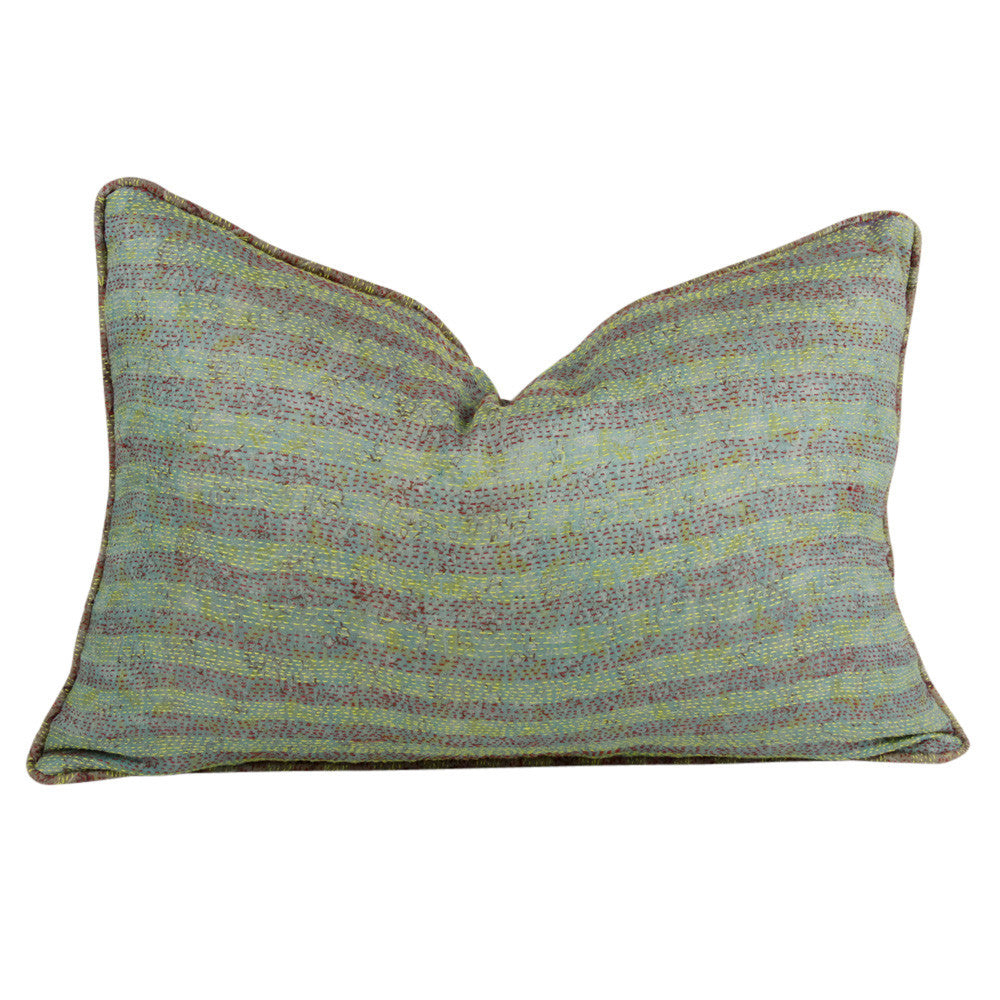Multicolor Silk Kantha Pillow