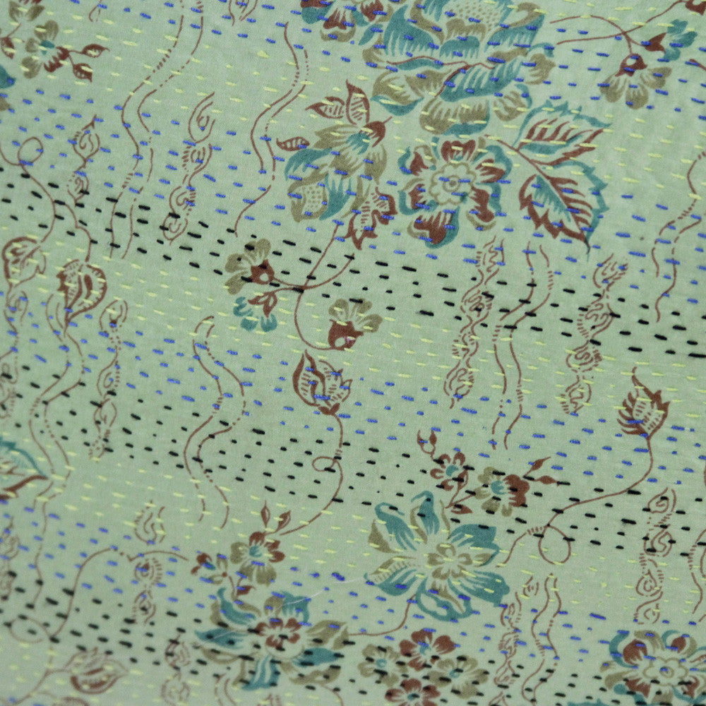 Pistachio Silk Kantha Pillow
