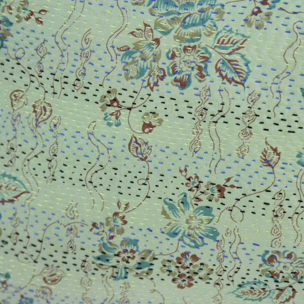Pistachio Silk Kantha Pillow I