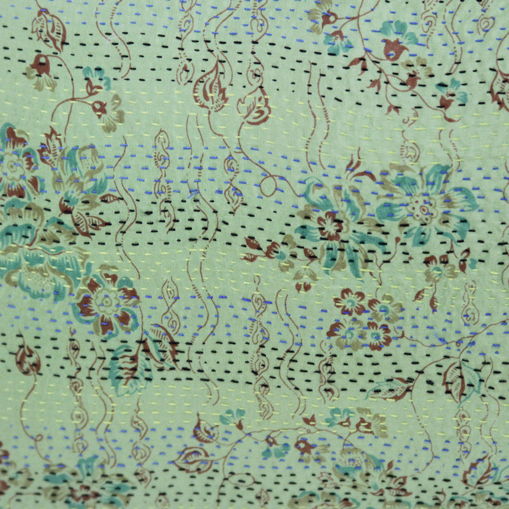 Pistachio Silk Kantha Pillow II