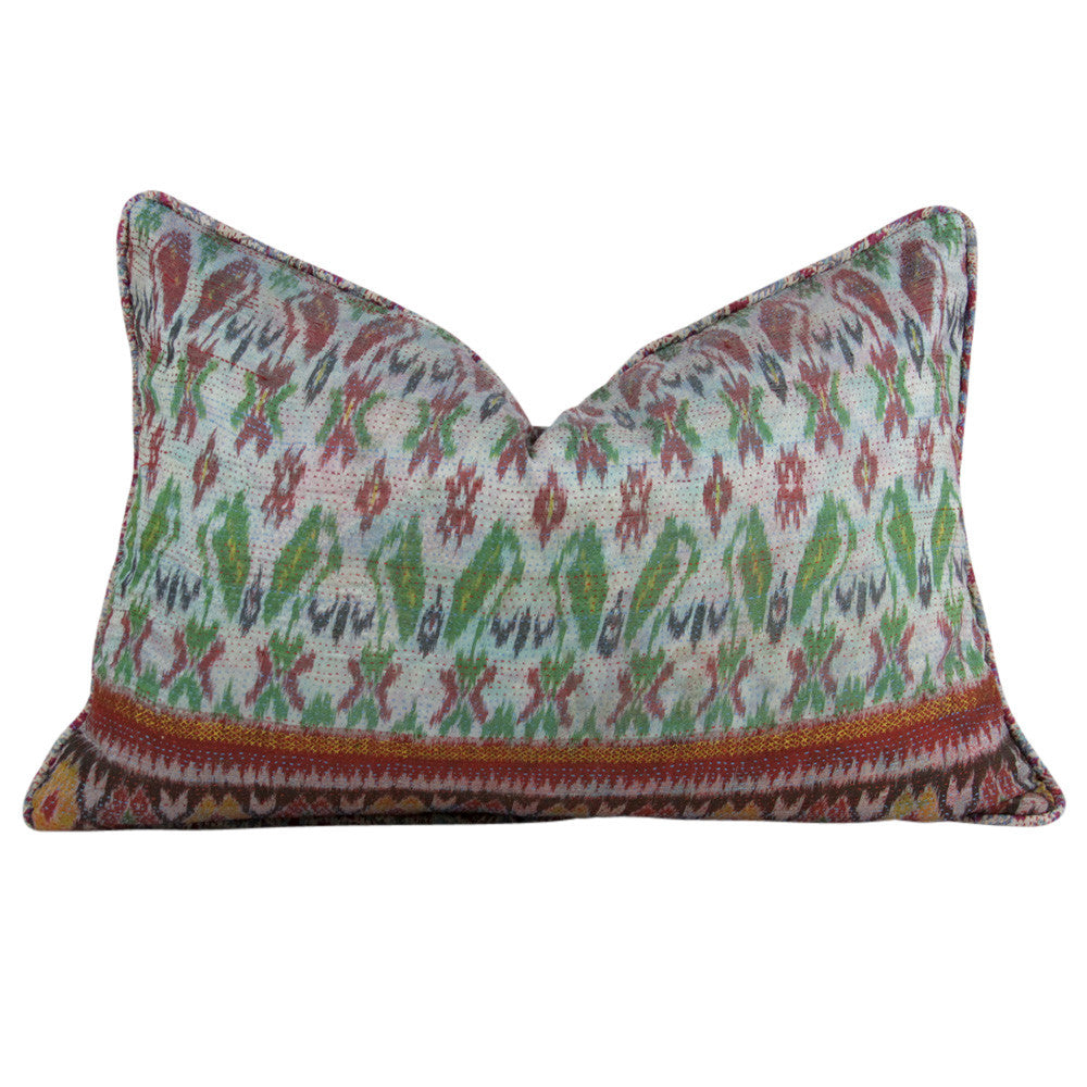 Festive Silk Kantha Pillow II