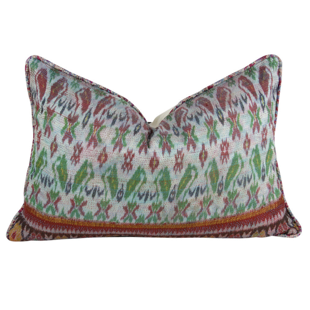 Festive Silk Kantha Pillow II