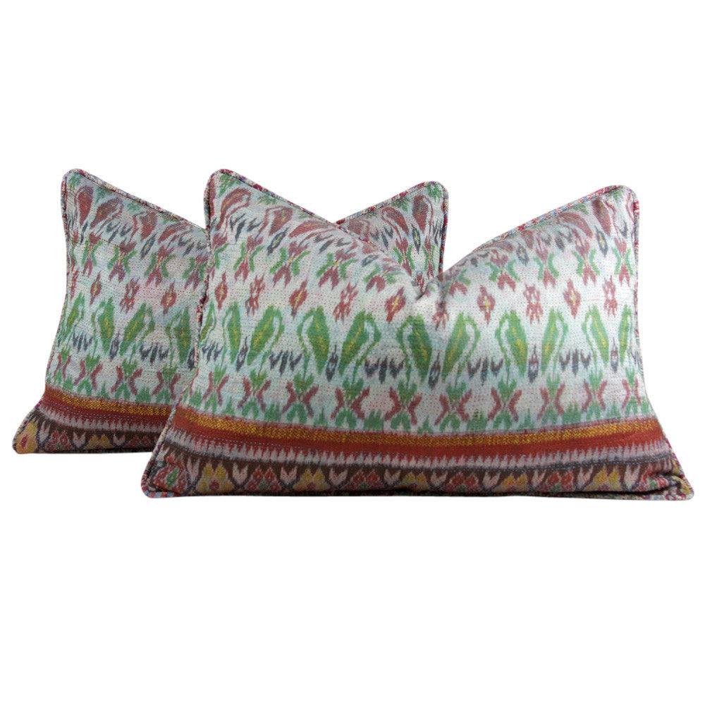 Festive Silk Kantha Pillow II