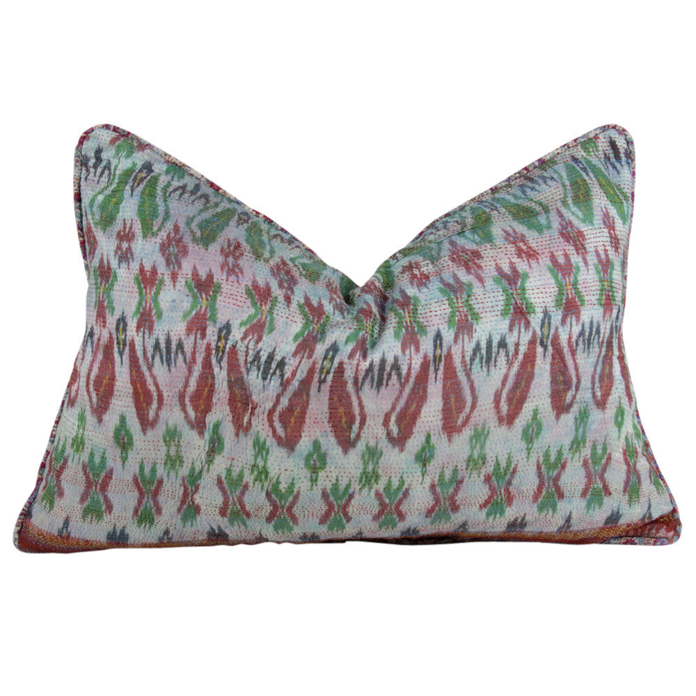Festive Silk Kantha Pillow I