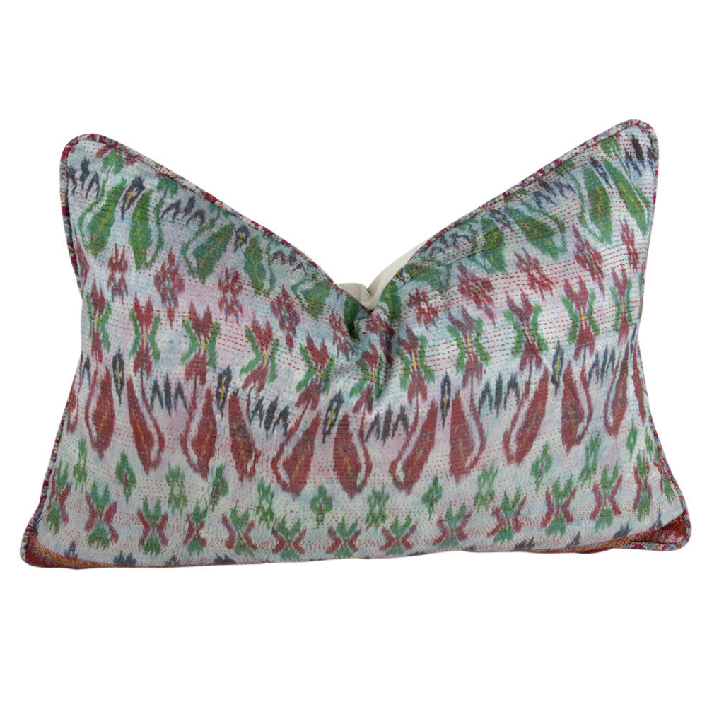Festive Silk Kantha Pillow I
