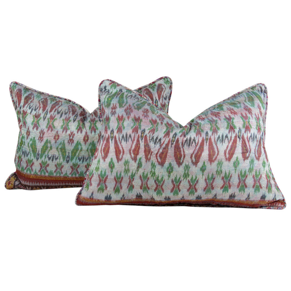 Festive Silk Kantha Pillow I
