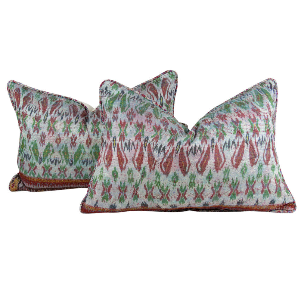 Festive Silk Kantha Pillow I