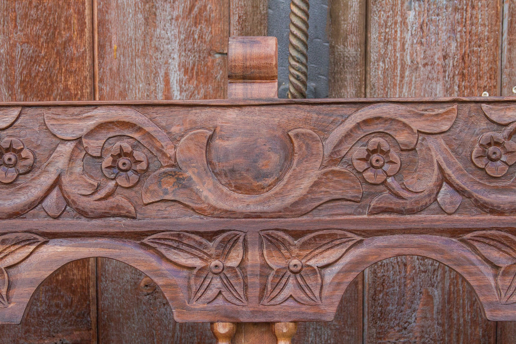 Carved Portuguese Colonial Pew Bench
