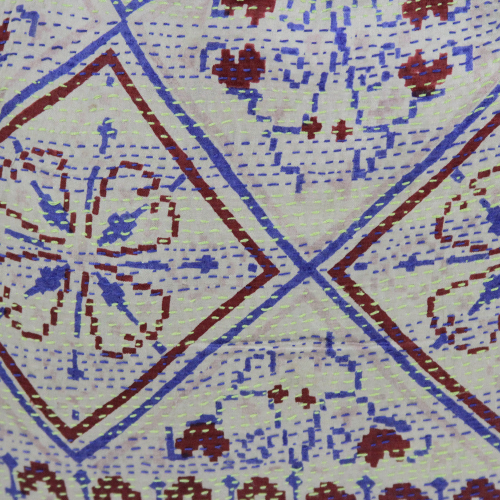 Diamond Patterned Silk Kantha Pillow