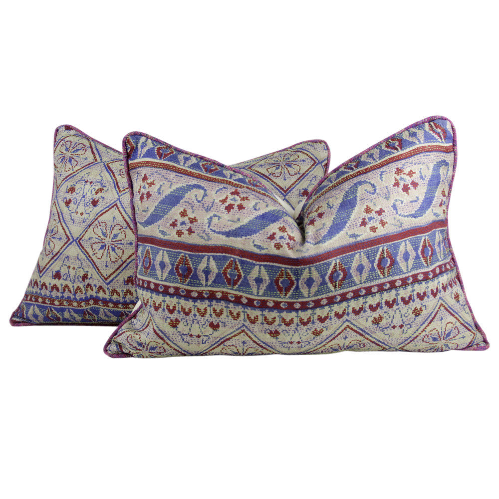 Diamond Patterned Silk Kantha Pillow