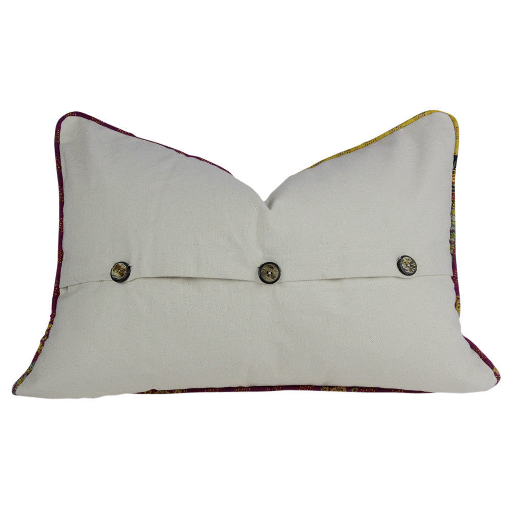 Kashmiri Flower Silk Kantha Pillow I