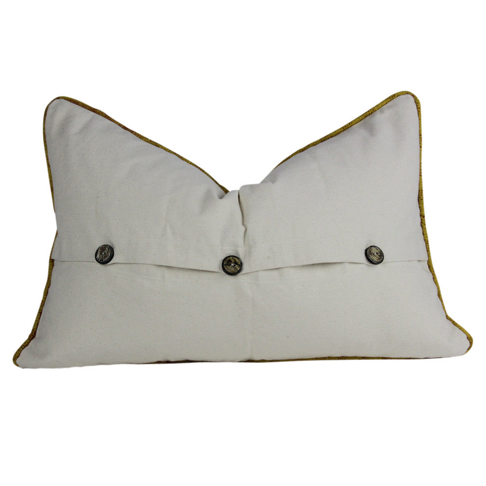 Golden Plaid Silk Kantha Pillow II