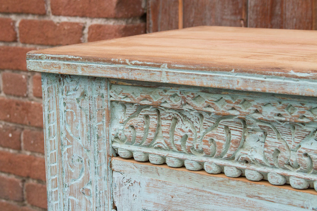 Powder Blue Sunburst Carved Sideboard