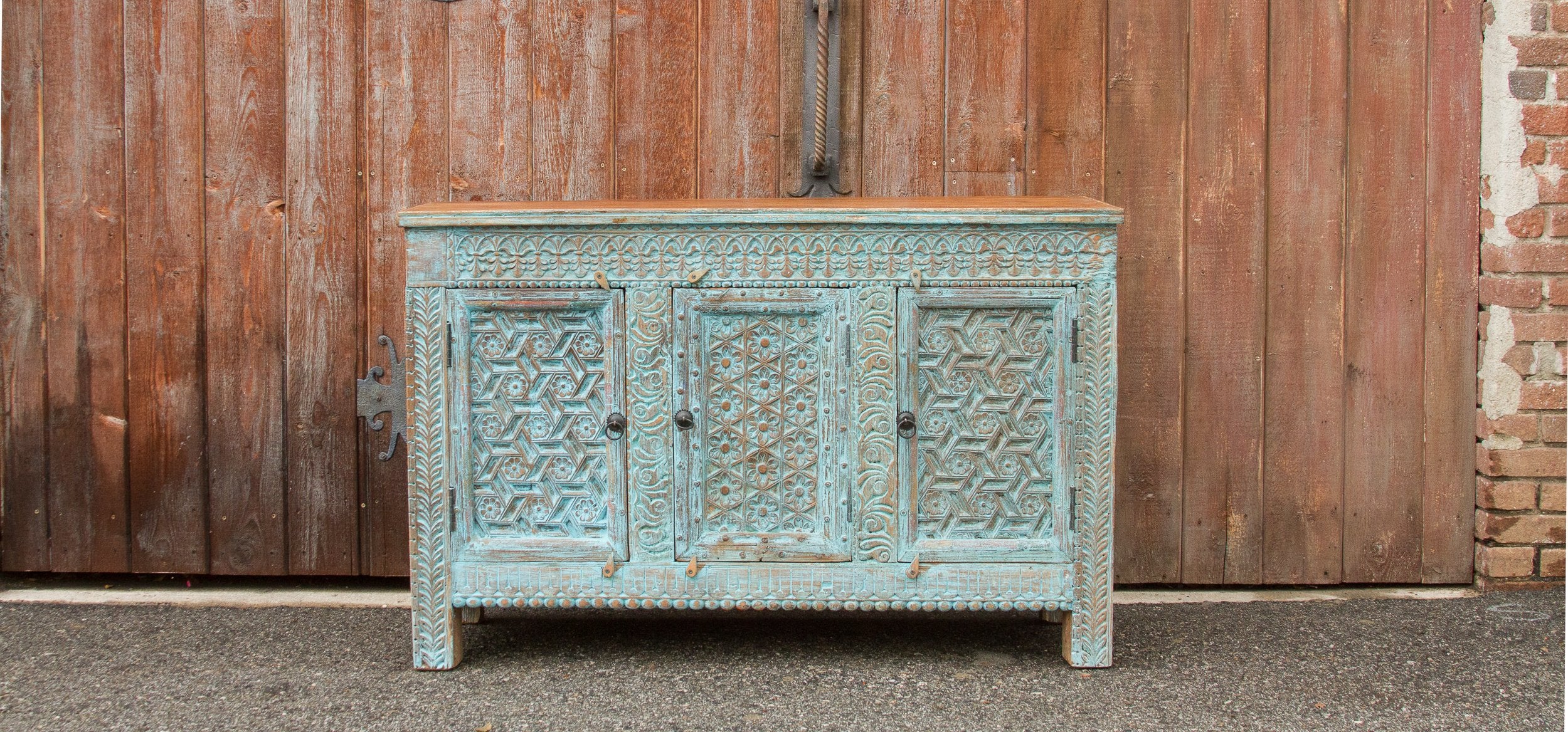 Carved Moorish Blue Sideboard
