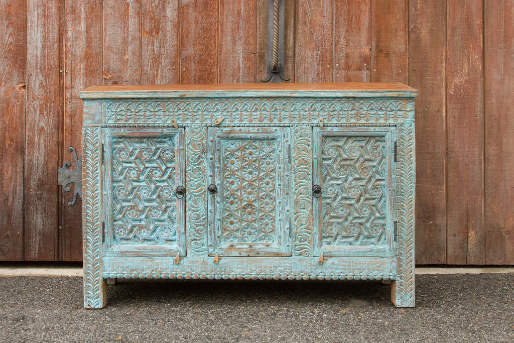 Carved Moorish Blue Sideboard