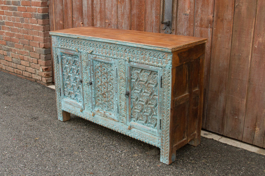 Carved Moorish Blue Sideboard