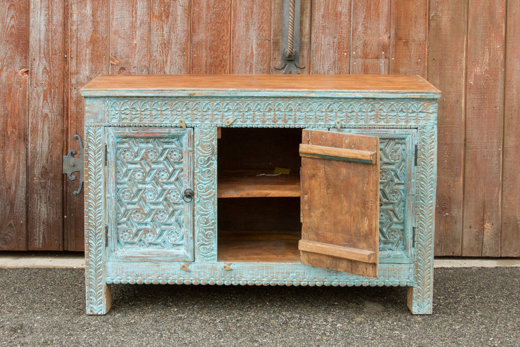 Carved Moorish Blue Sideboard