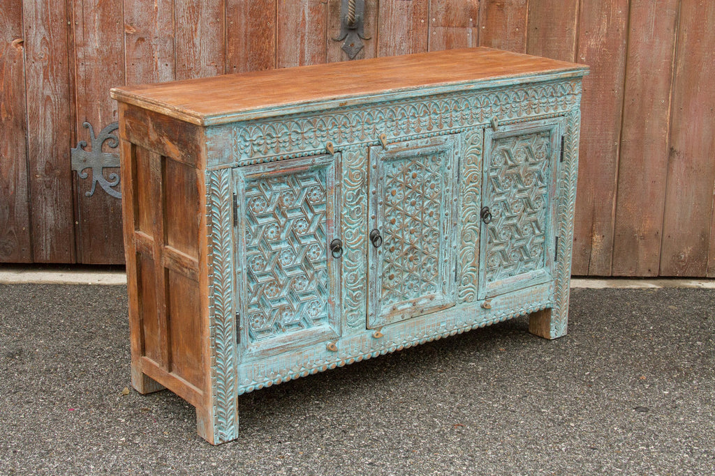 Carved Moorish Blue Sideboard