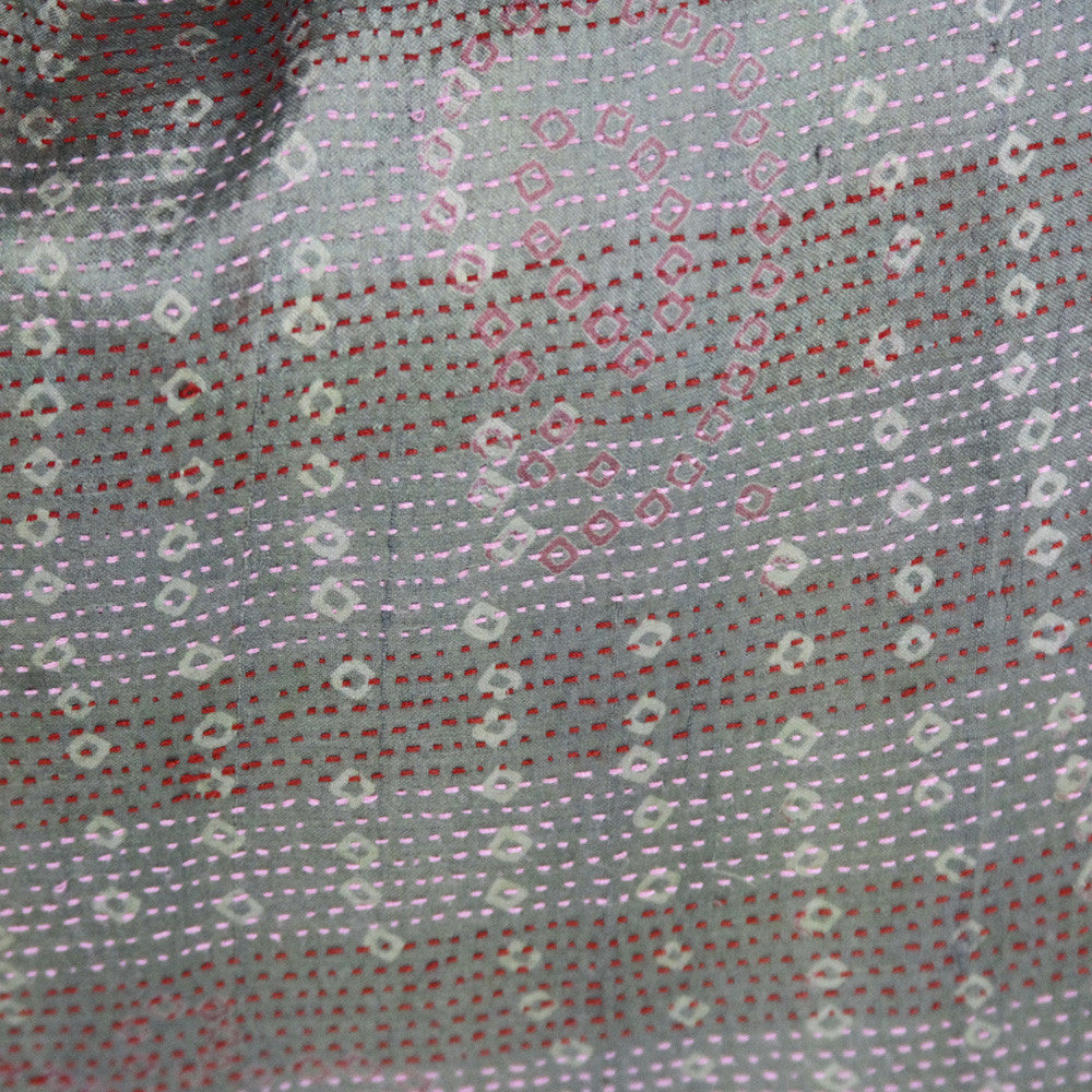 Moss Green Silk Kantha Pillow I