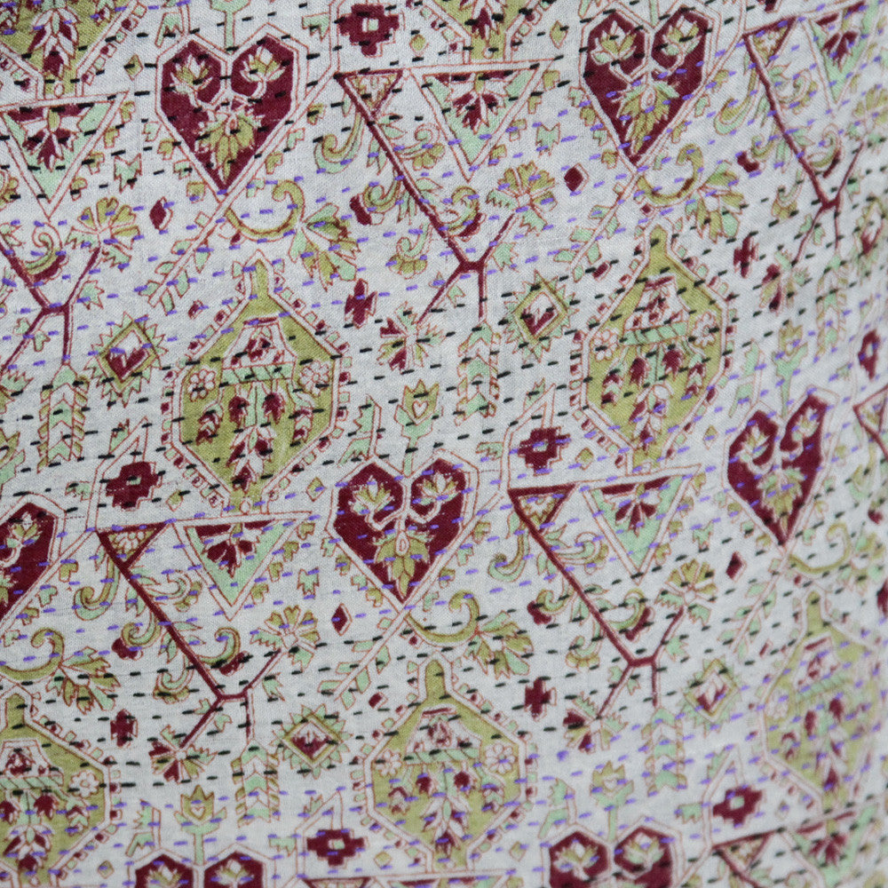 Heart Silk Kantha Pillow