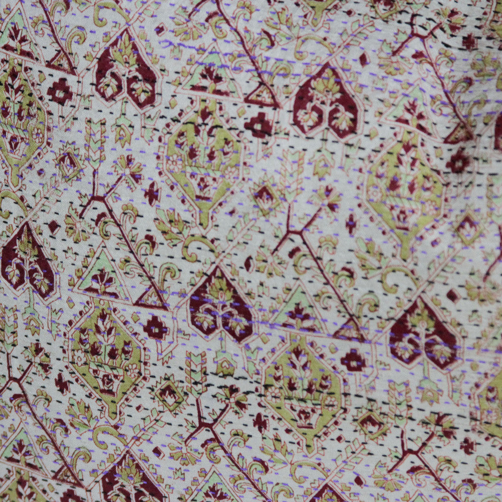 Heart Silk Kantha Pillow I