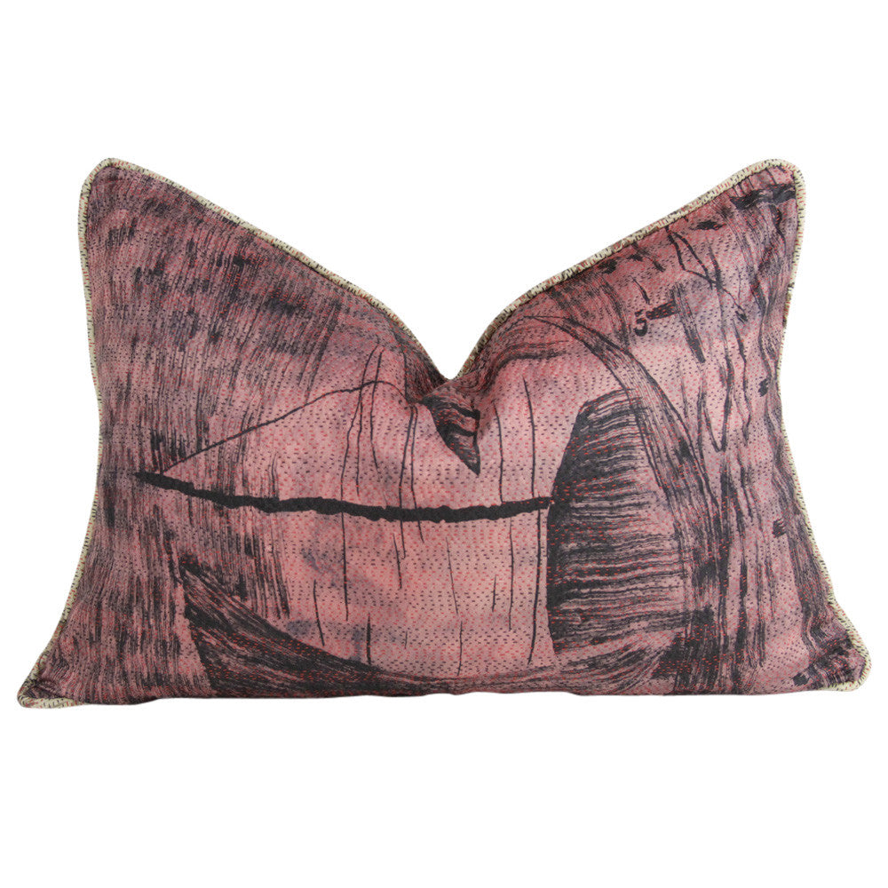 Brush Stroke Silk Kantha Pillow I