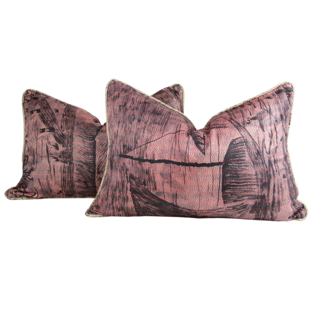 Brush Stroke Silk Kantha Pillow I